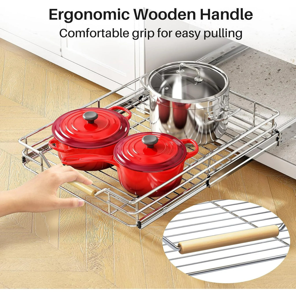 Pull Out Cabinet Organizer, Heavy Duty Smooth Sliding Shelves for Pots and Pans X987688
