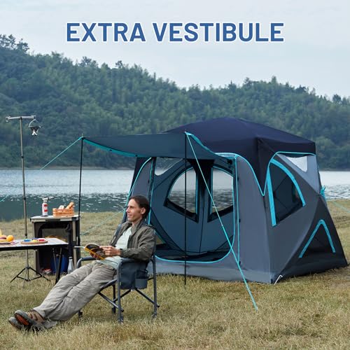 Instant Pop Up Hub Tent 4 Person Weather Resistant Camping Tent B477575