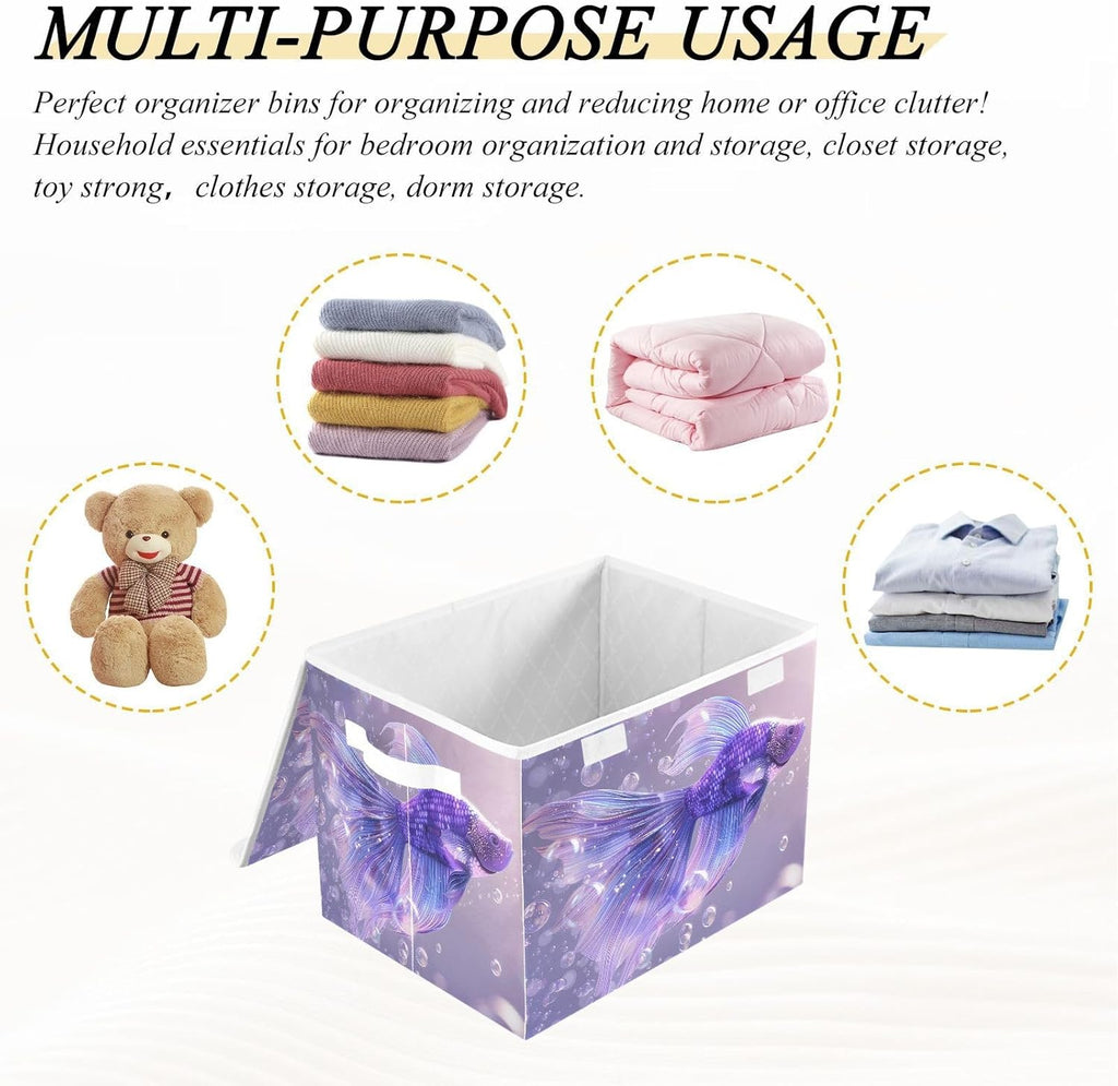 Fabric Foldable Storage Bins with Lids C77995