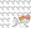 24 Pcs 8 oz Plastic Ice Cream Dessert Bowls Sundae Trifle Cups Bulk Clear Footed Milkshake Bowl Small Parfait Mousse Crystal Dish Holder Salad Condiment Fruit Bowl Holiday Wedding Picnic Party Favor