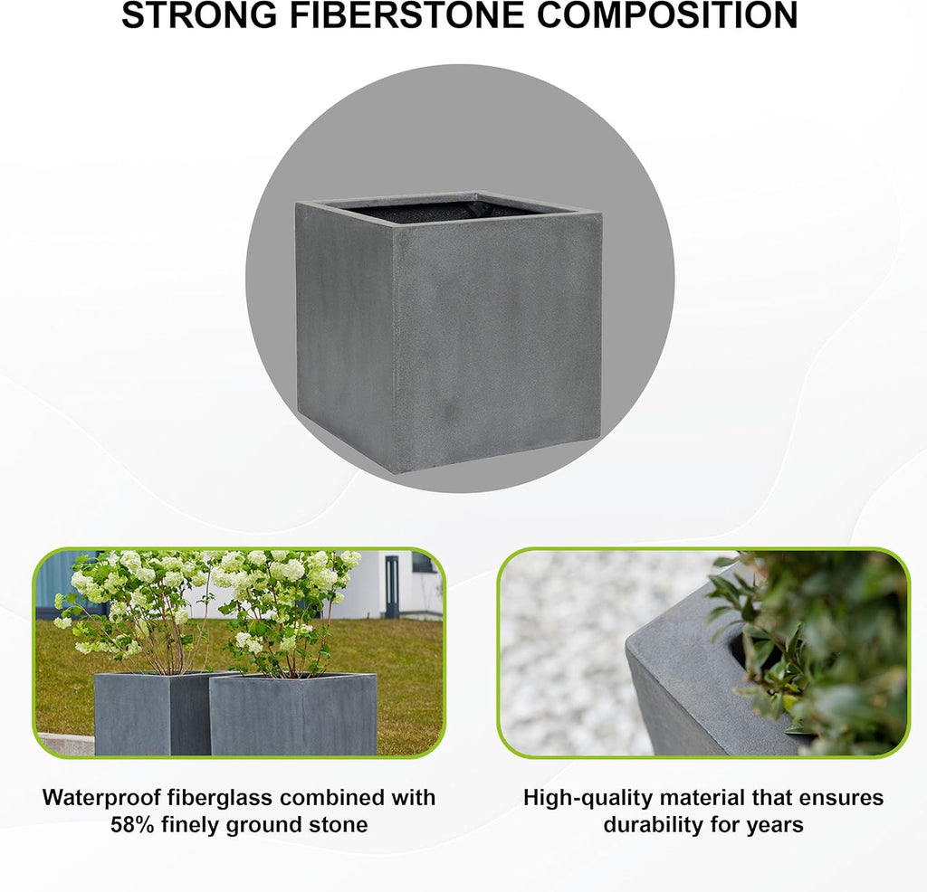 Modern Grey Square Planter, Extra Large, 24 Inch Tall H41411