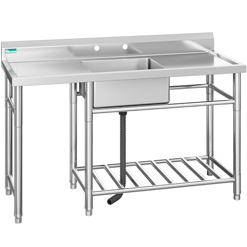 Freestanding Stainless Steel Single Bowl Commercial Sink Station, 29in F115177