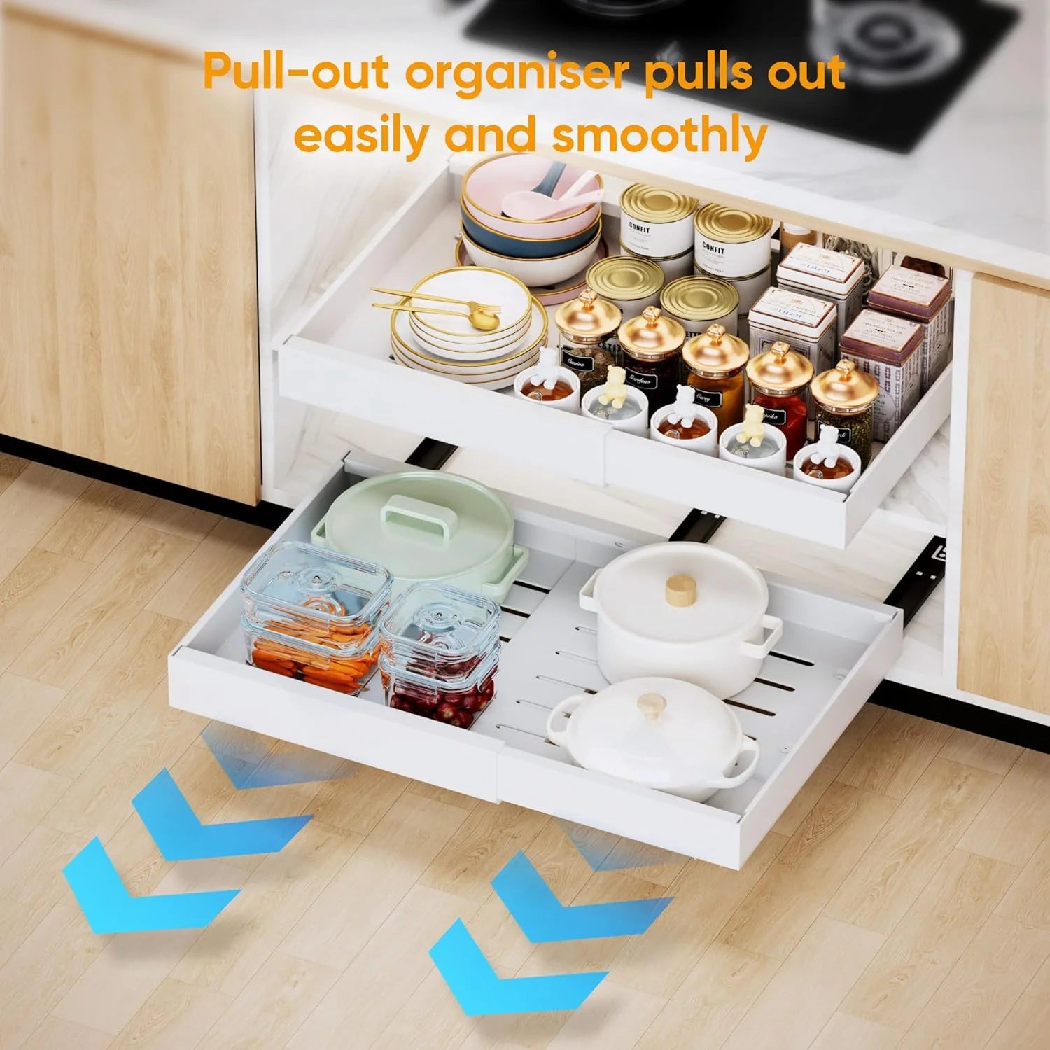 Expandable Pull Out Cabinet Organizer Adhesive, 2 Pack W451