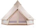 Canvas Tent with Stove Jack, 4 Season Waterproof Camping Tent 4/6 Person Luxury Outdoor Glamping Yurt for Camping, Cotton Bell Tent for Winter Camping for Hunting Party