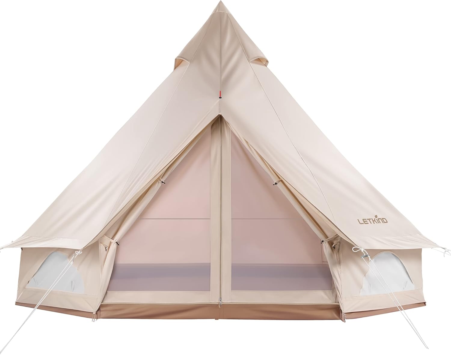 Canvas Tent with Stove Jack, 4 Season Waterproof Camping Tent 4/6 Person Luxury Outdoor Glamping Yurt for Camping, Cotton Bell Tent for Winter Camping for Hunting Party