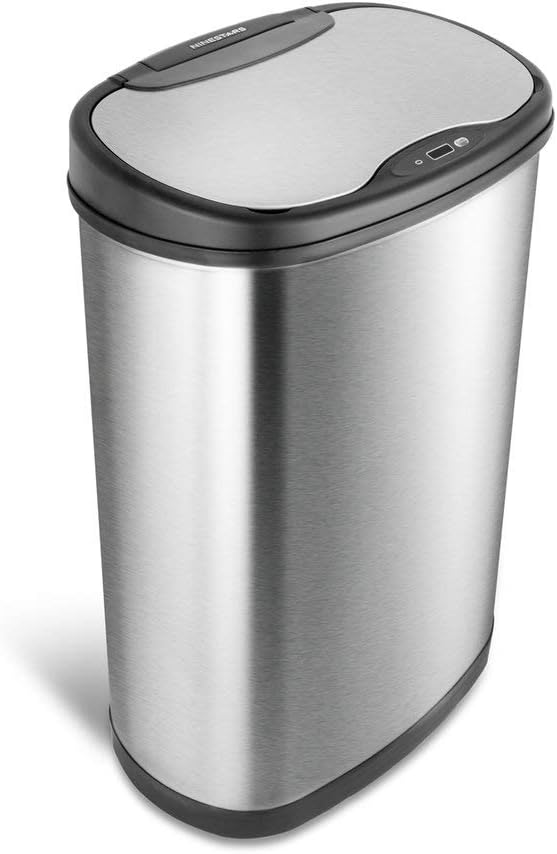 NINESTARS DZT-50-25 Motion Sensor Trash Can, Large, Silver