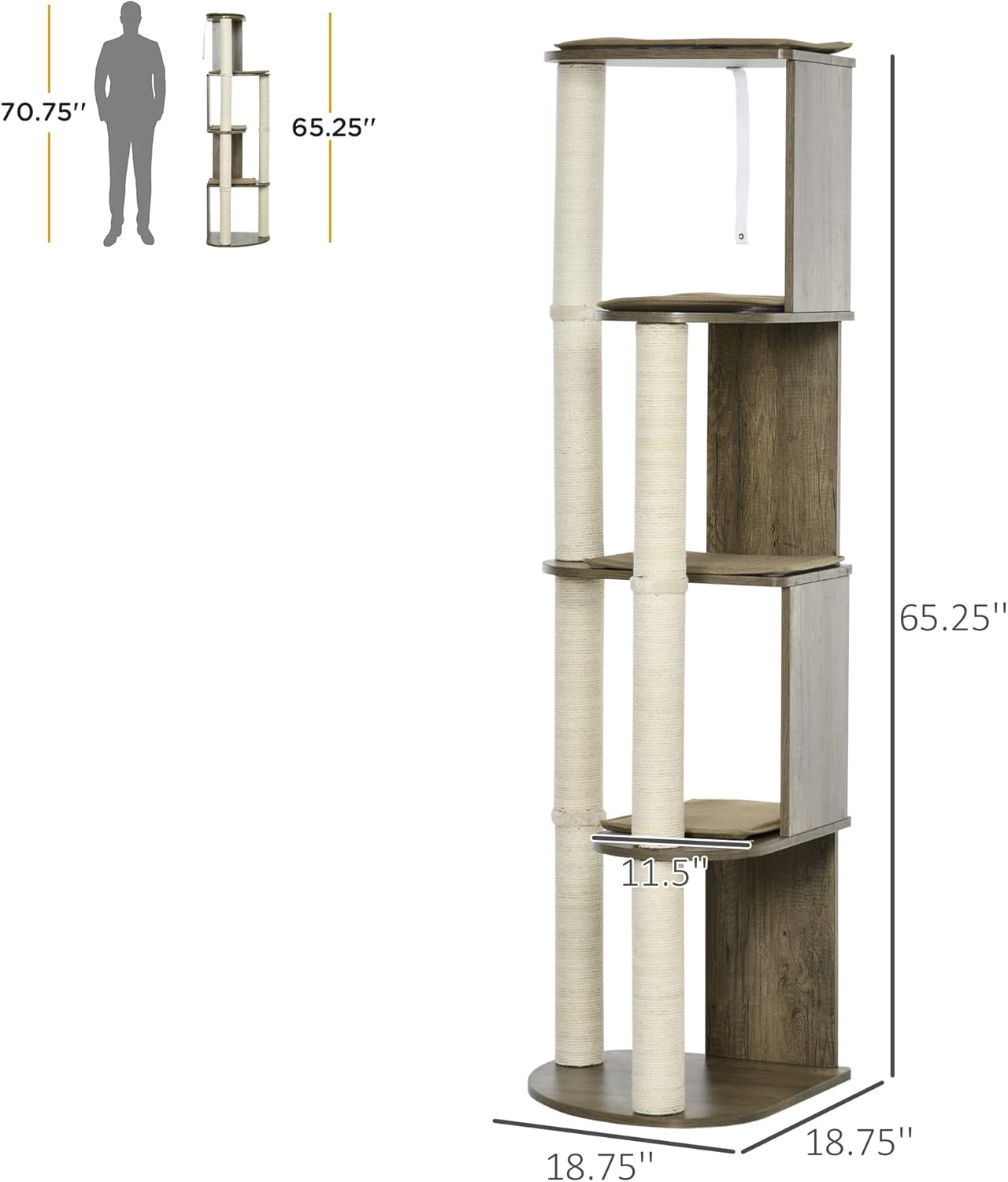 Corner Cat Tree Tall for Climbing with Scratching Posts M902
