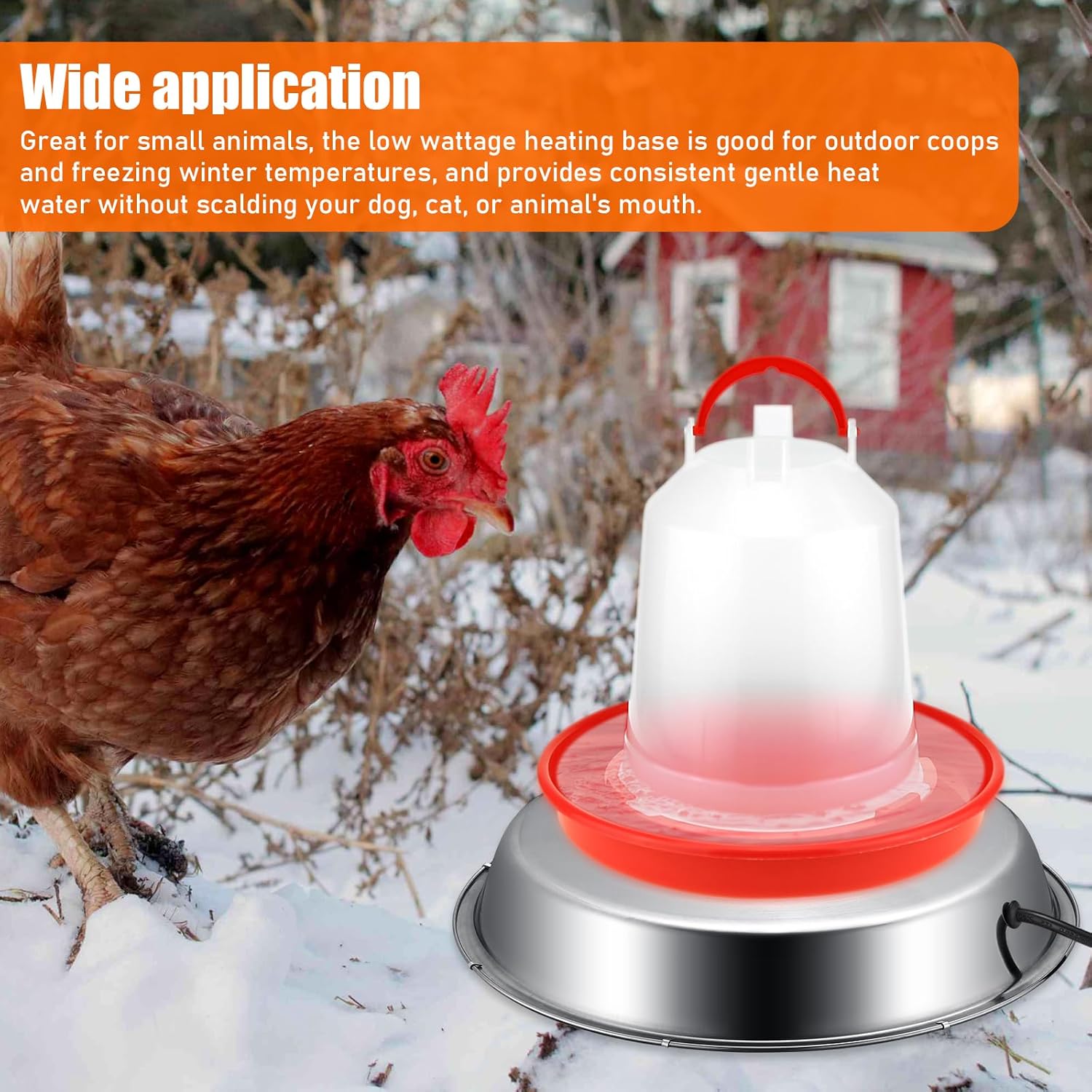 Chicken Water Heater Base, 5 Gallons, Electric Poultry Winter Deicer A9971