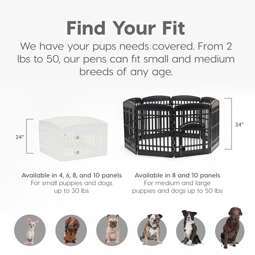Dog Playpen, 8-Panel 34" with Door, Indoor/Outdoor, Foldable Q5752