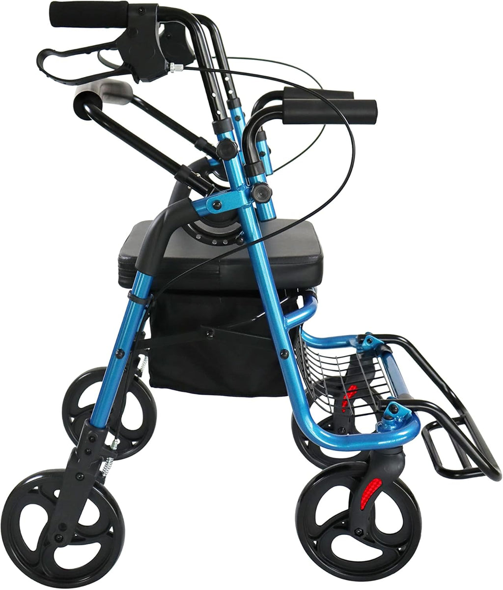 Rollator Wheelchair Combo for Smooth Terrain, Folding with Seat for Seniors K130324