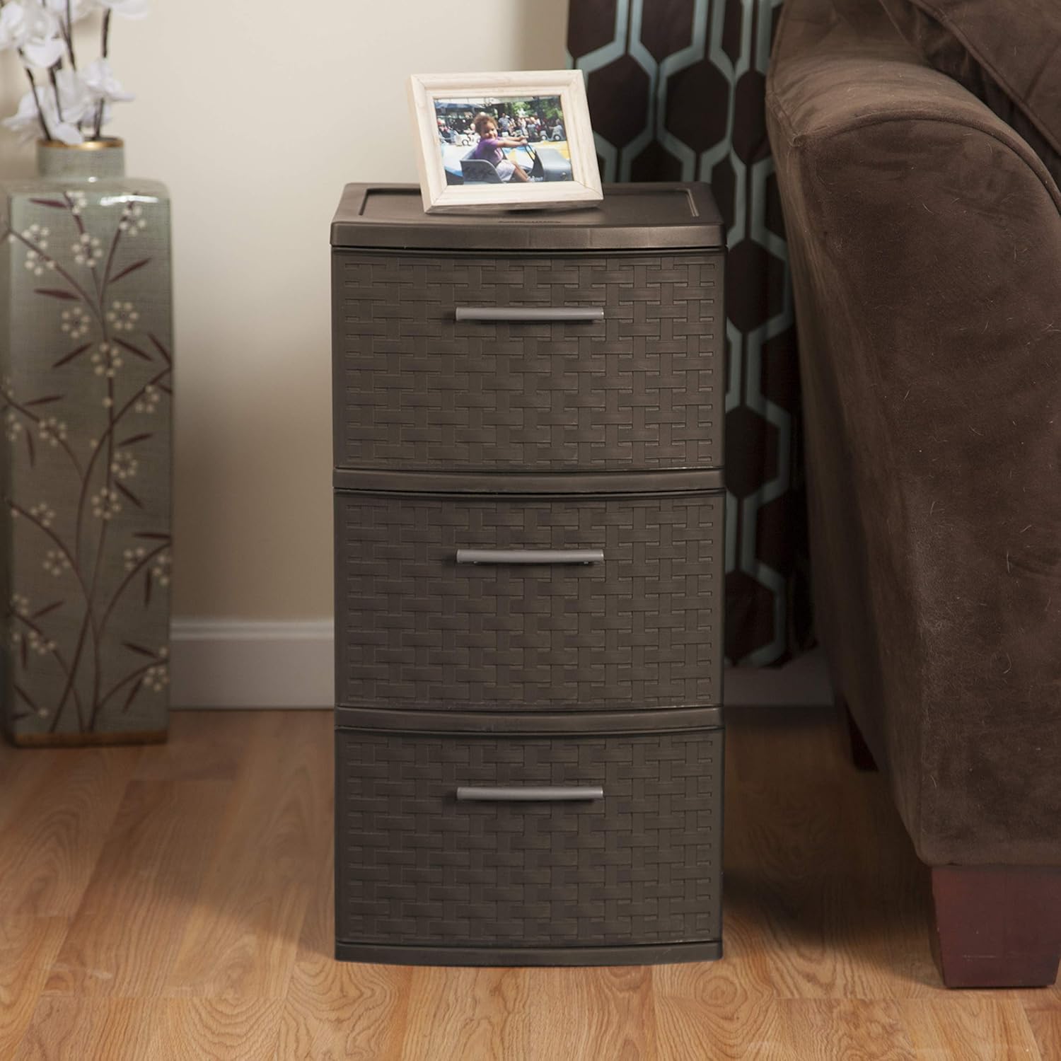 3-Drawer Weave Tower, Espresso L11467