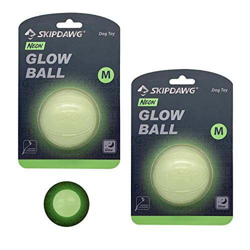 SKIPDAWG Interactive Squeaky Dog Ball, Light Up Dog Ball Glow in Dark, Floating Dog Toy Ball Durable TPR Light Weight, Bouncy Dog Tennis Ball for Dogs Size 2.5 Inches, 1 Pack