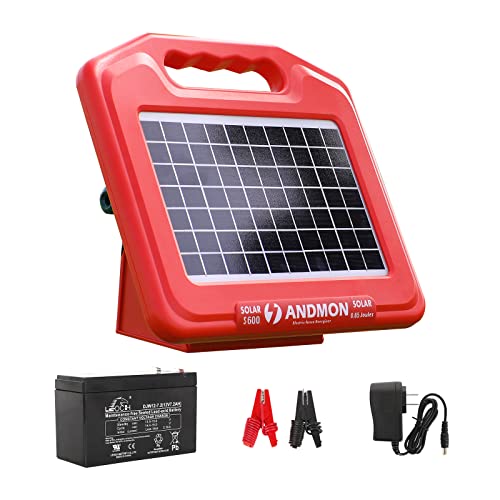 30 Miles Solar Fence Charger, 0.53 Joule Solar Electric Fence Charger for Livestock, Horses, Cattle Sheep, Solar Electric Fence Energizer with Dual Input, Easy Installation