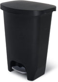 Glad 13 Gallon Trash Can | Plastic Kitchen Waste Bin with Odor Protection of Lid | Hands Free with Step On Foot Pedal and Garbage Bag Rings, Matte Black