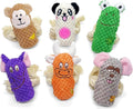 Dog Squeak Toys, No Stuffing Dog Plush Toys, Durable Cotton Rope Dog Chew Toys for Puppy and Small, Medium Dogs, 6 Pack of Cute Animal Squeak Dog Toys