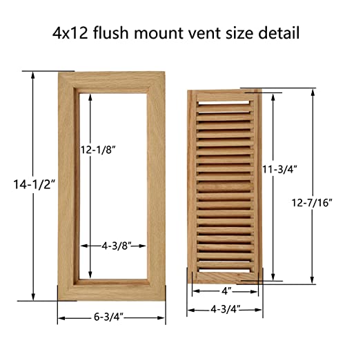 Floor Register Vent, Flush Mount, 4x12 Inch, Unfinished D789556