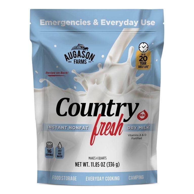 Augason Farms Country Fresh 100% Real Instant Nonfat Dry Milk, 1 lb, 13 oz.