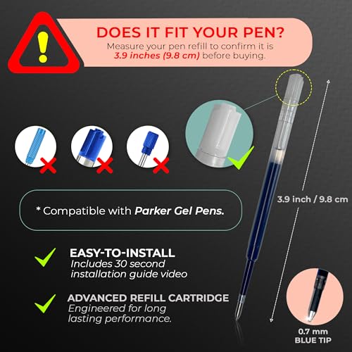 6 Pack 3.9 inch Ballpoint Pen Refills, 1.0mm Tip, Black Ink F33245