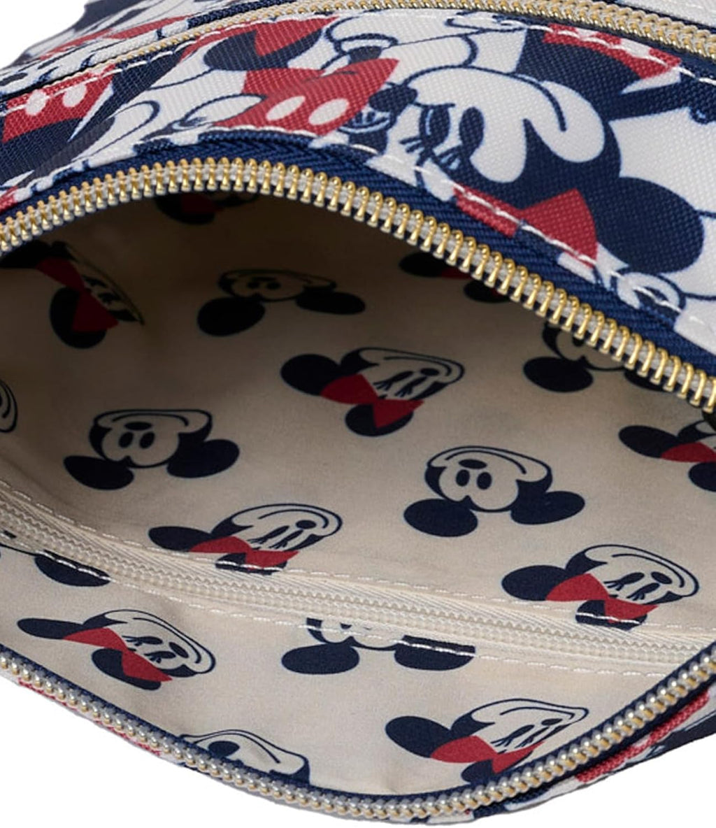 Mickey and Minnie Mouse Crossbody Purse Passport Bag Navy Nylon W901922