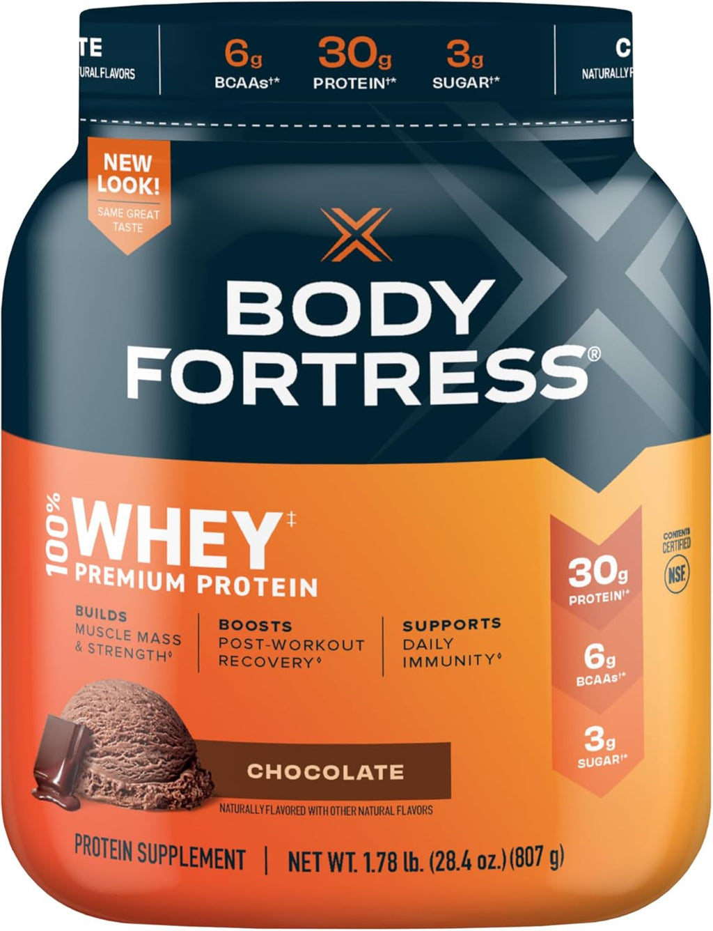 Chocolate Whey Protein Powder 1.78lbs with Protein Bars 12 Count E3434