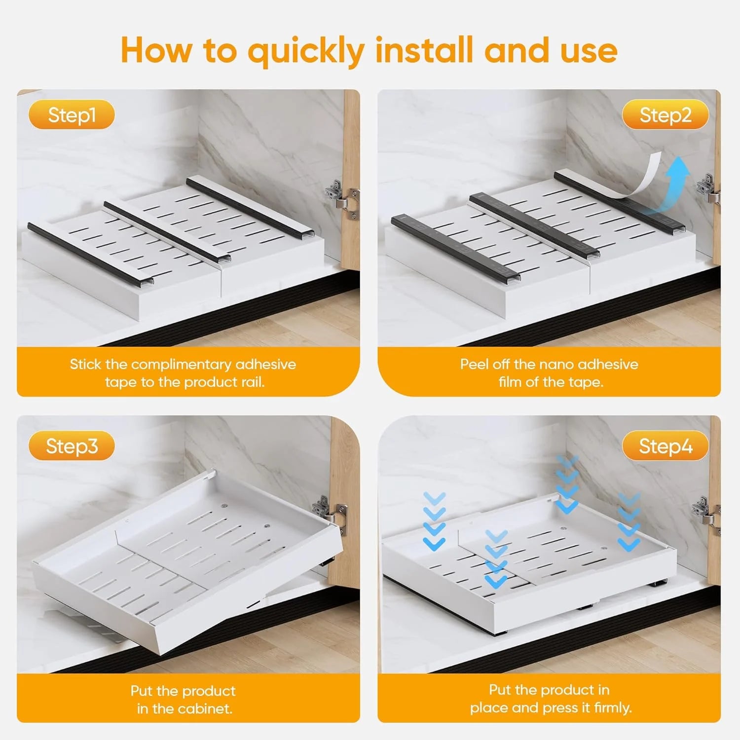 Expandable Pull Out Cabinet Organizer Adhesive, 2 Pack W451