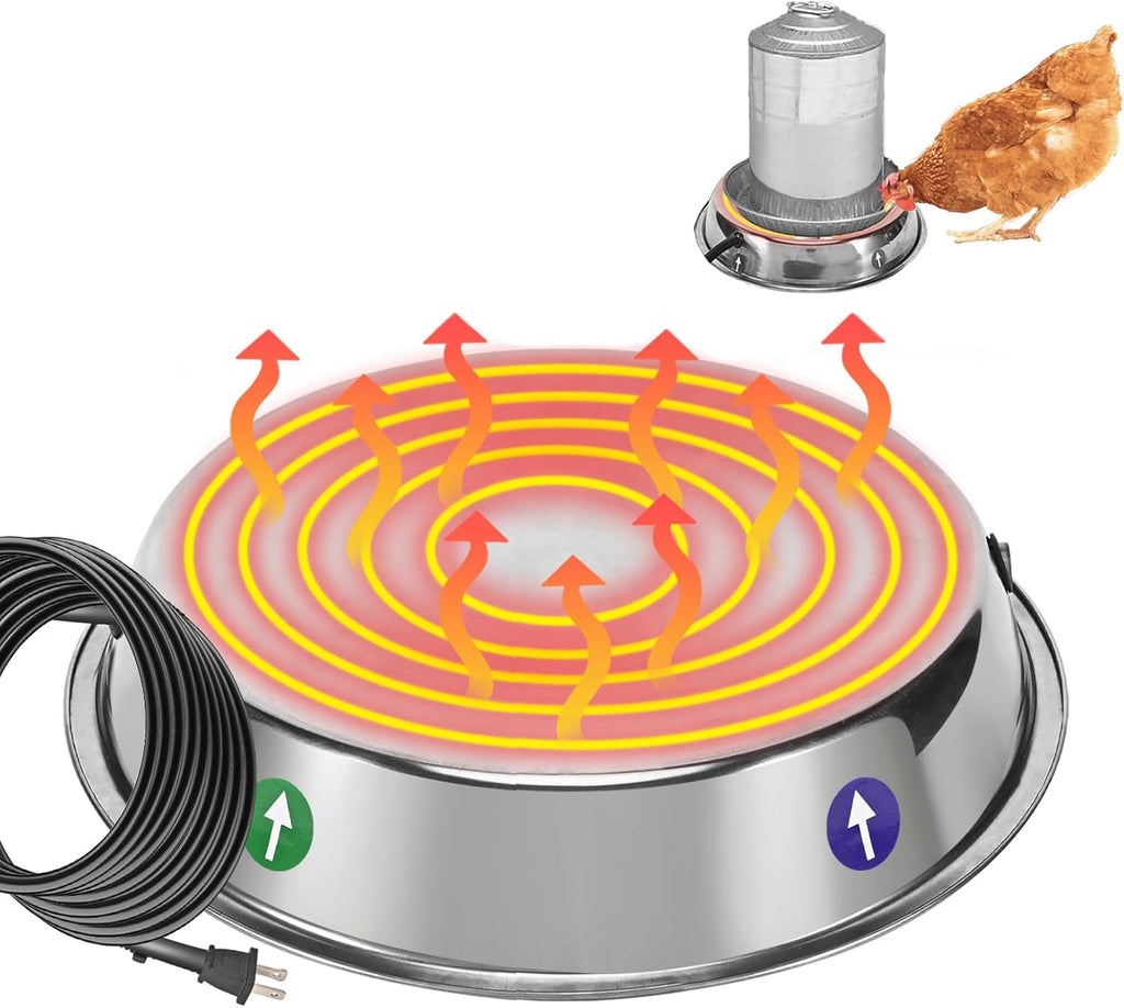 Poultry Waterer Heated Base, Chicken Water Heater for Winter Deicer Heated Base Chicken Coop Water Heater with 7.9ft Cable for Poultry Founts