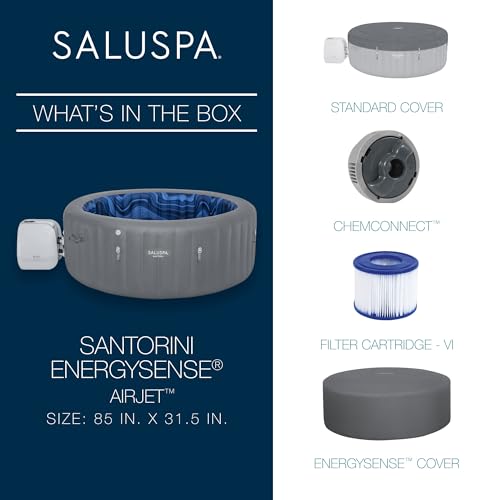 Inflatable Hot Tub Round Portable Outdoor Spa with Soothing Jets and Cover J445