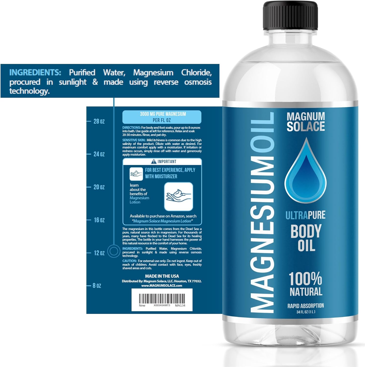 Magnesium Oil for Muscle Bath Soak, 34 oz R640902