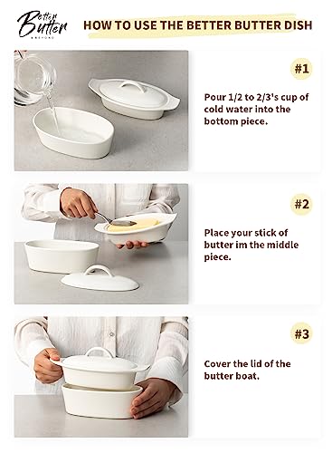 Porcelain Butter Dish with Lid for Countertop Storage R4119