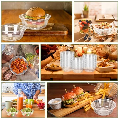 70 Pack Small Clear Plastic Bowls, 14oz Disposable Salad Soup Bowls G238