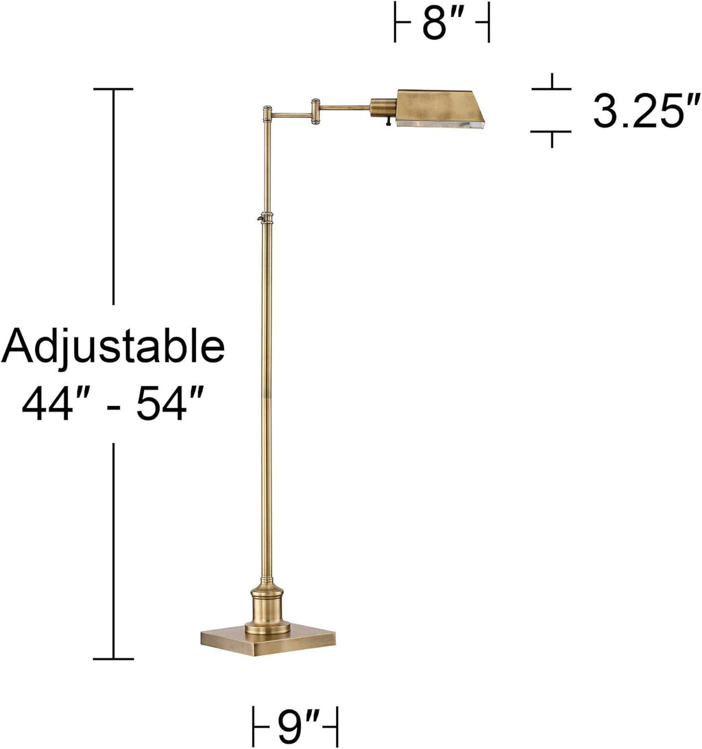 Industrial Adjustable Swing Arm Pharmacy Floor Lamp with USB Port, 54" Tall H912675