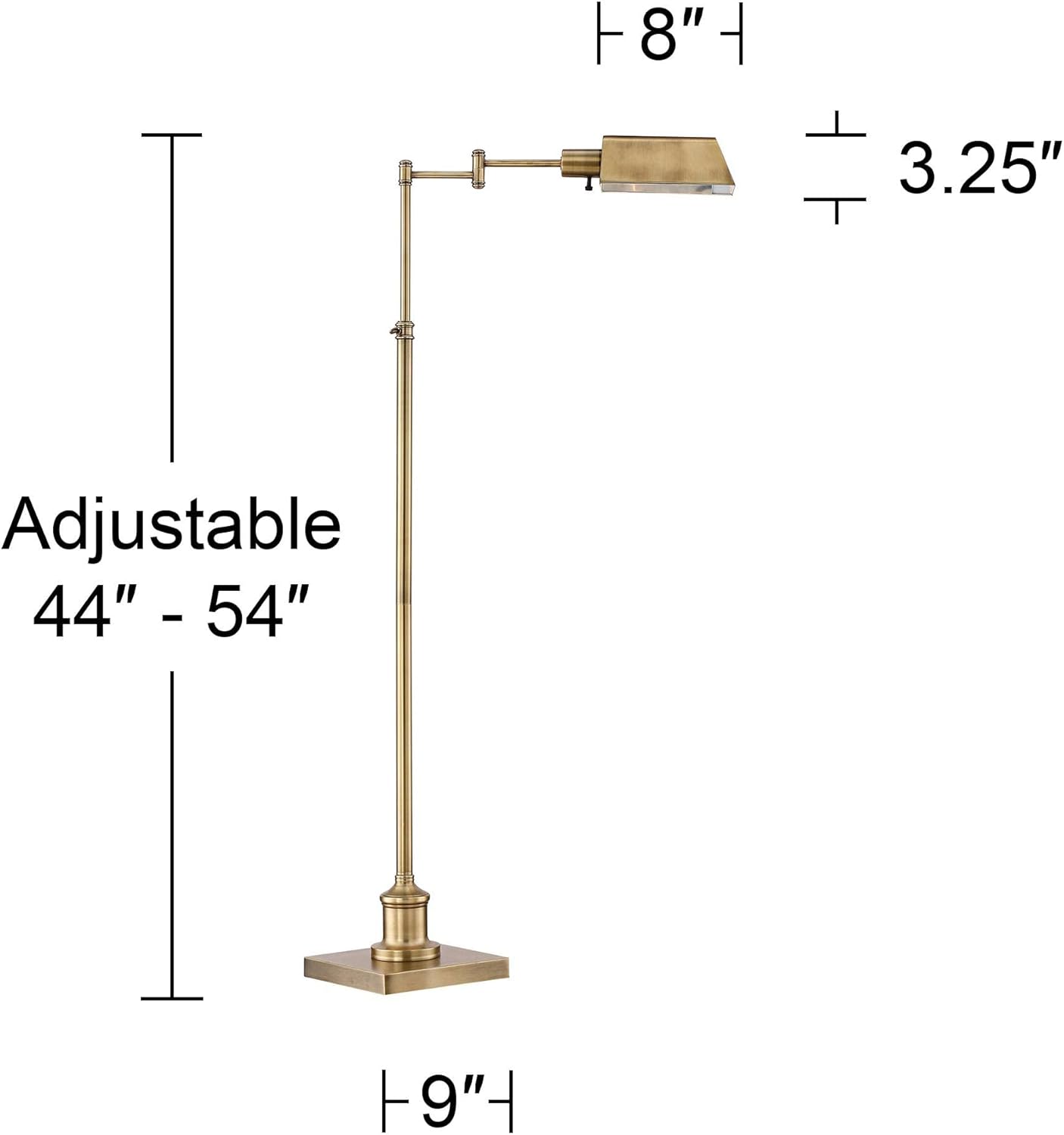 Industrial Adjustable Swing Arm Pharmacy Floor Lamp with USB Port, 54" Tall H912675