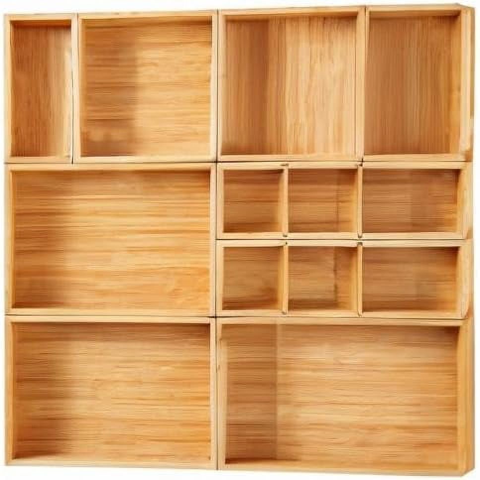Bamboo Drawer Organizer Set of 9 Storage Bins D8923
