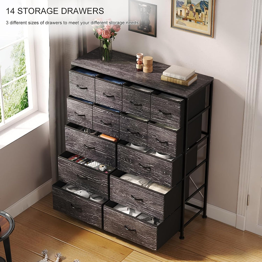 Tall Dresser with 14 Fabric Storage Drawers for Bedroom V329340