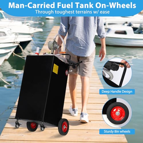 30 Gallon Portable Gas Caddy on 4 Wheels with Manual Transfer Pump H39098