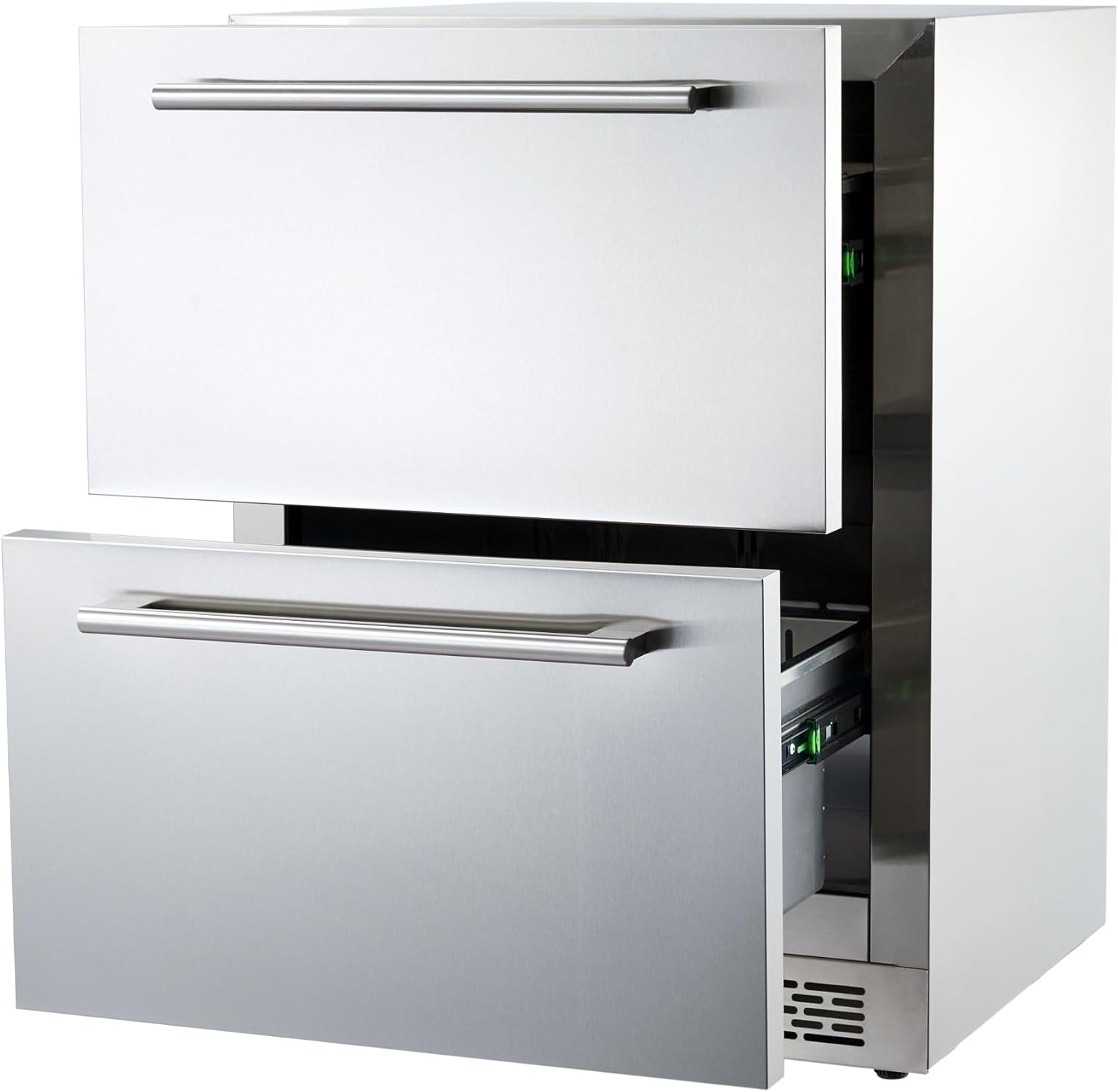 24 Inch Under Counter Drawer Fridge, Outdoor Undercounter Refrigerators for Patio with Weatherproof Full Stainless Steel Body, Built in Wine & Beverage Refrigerator for Home and Commercial