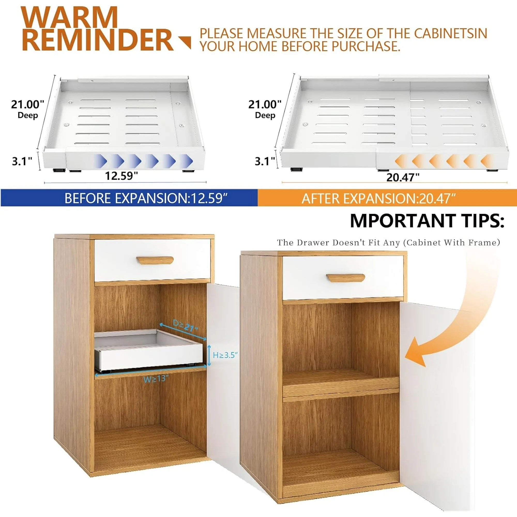 Expandable Pull Out Cabinet Organizer for Kitchen Pantry W2818
