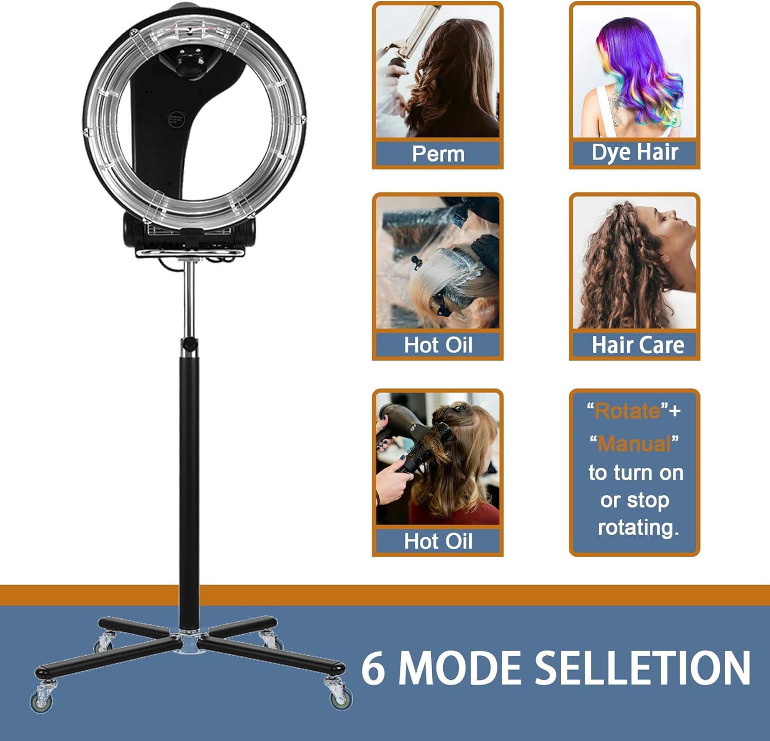 Standing Hair Dryer with Timer and Adjustable Height U339