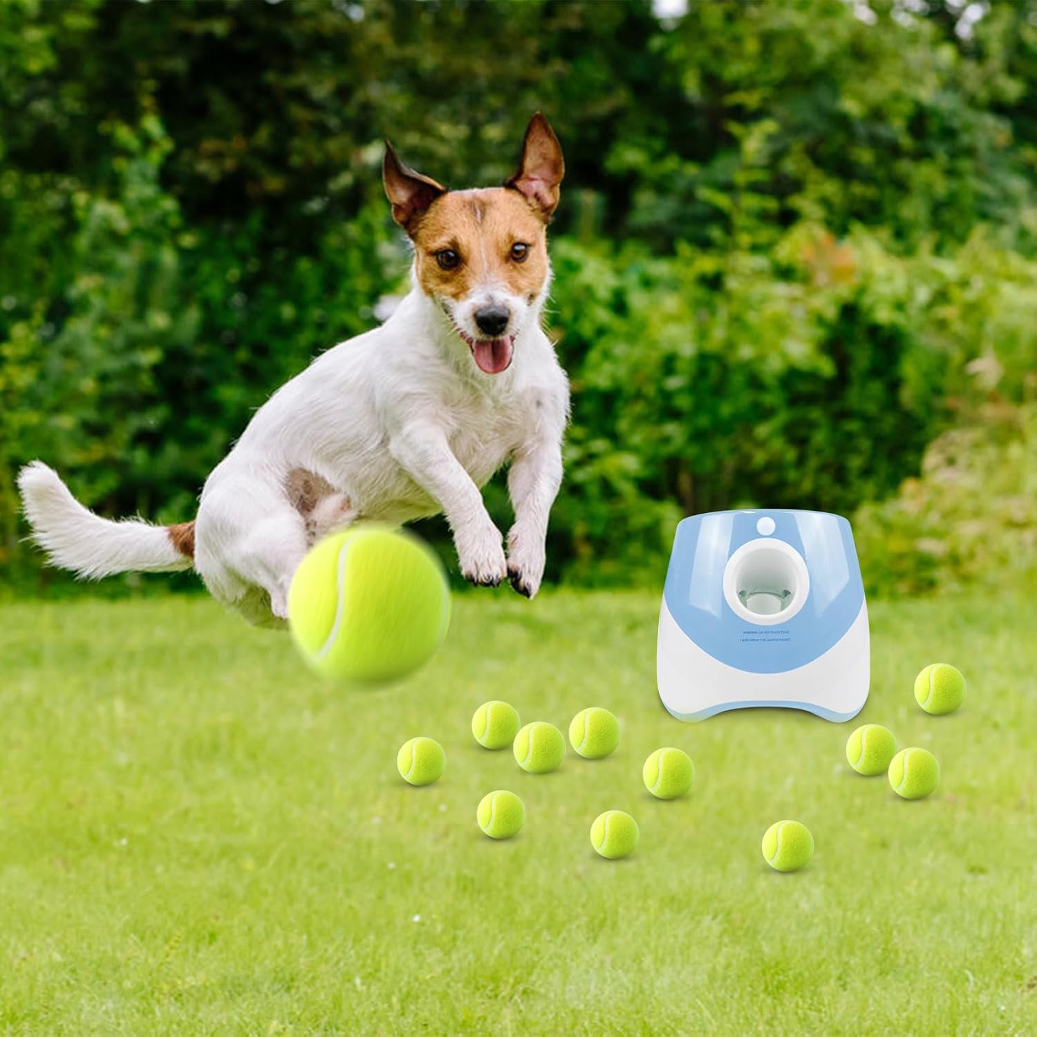 Automatic Dog Ball Launcher with 12 Tennis Balls, Interactive Pet Toy for Indoor Outdoor Use I51612