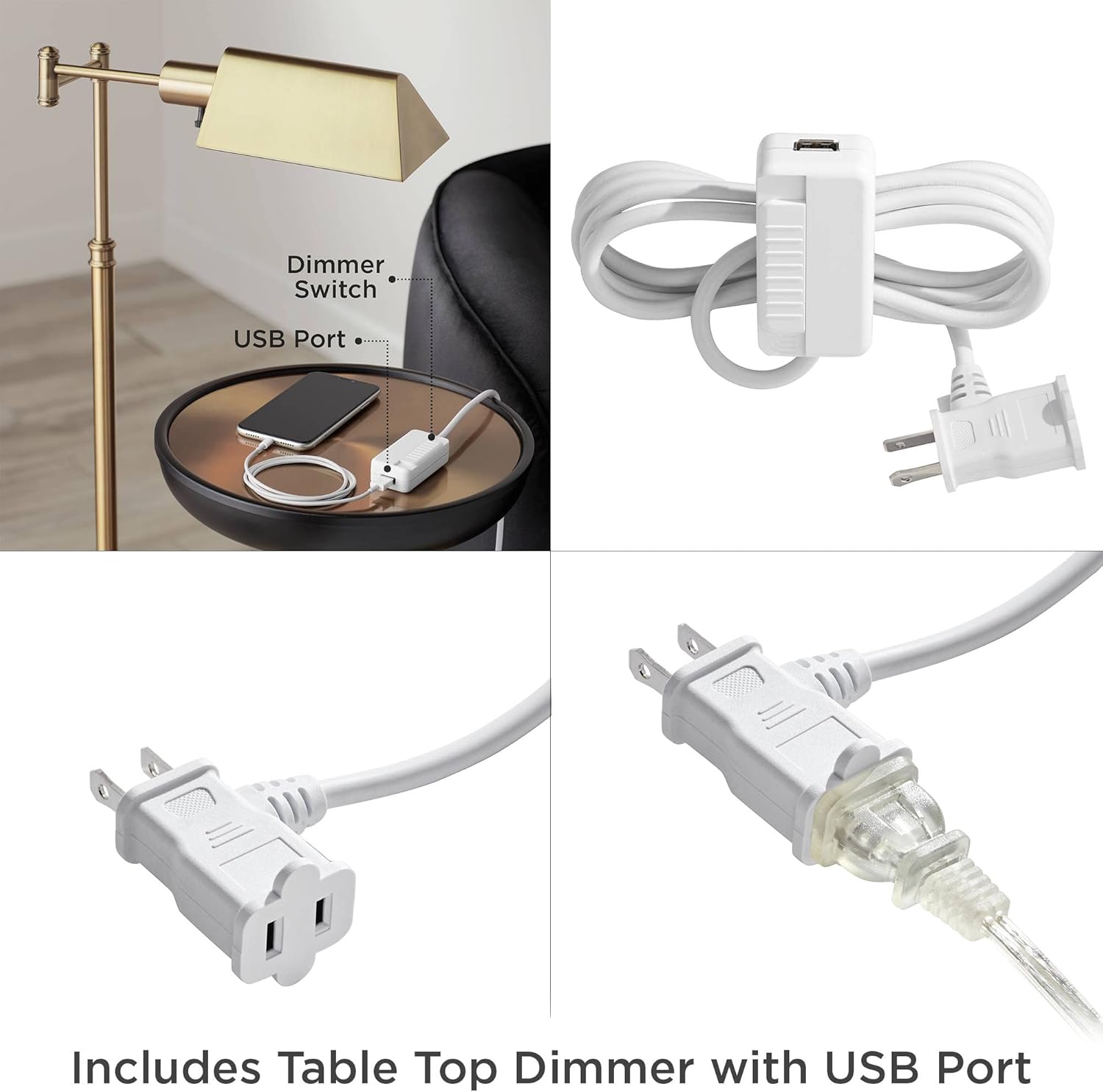 Industrial Adjustable Swing Arm Pharmacy Floor Lamp with USB Port, 54" Tall H912675