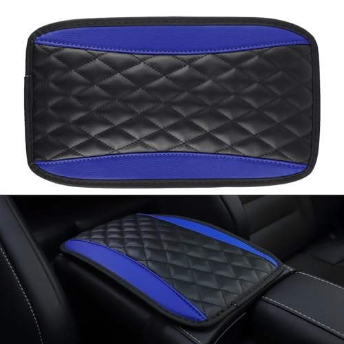 Amiss Car Center Console Cushion Pad, Universal Waterproof Car Armrest Seat Box Cover, Car Interior Accessories, PU Leather Auto Armrest Cover Protector for Most Vehicle, SUV, Car (Black)