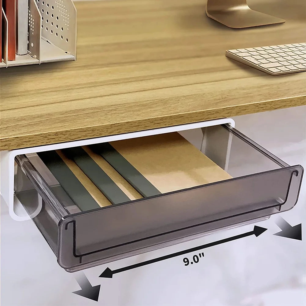 Under Desk Drawer, Adhesive Pull Out Storage, 9 Inch Z56200