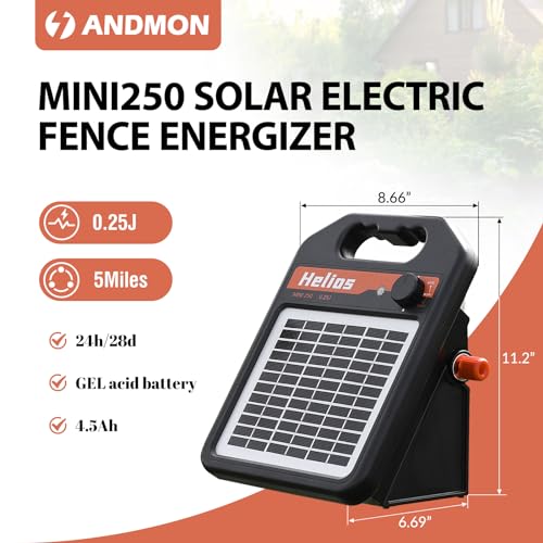 Solar Electric Fence Charger for Livestock, 0.25 Joule P470