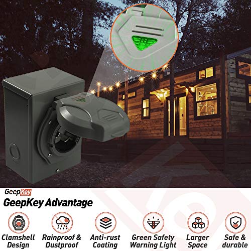 30 Amp Generator Inlet Box with Green Safety Light R705