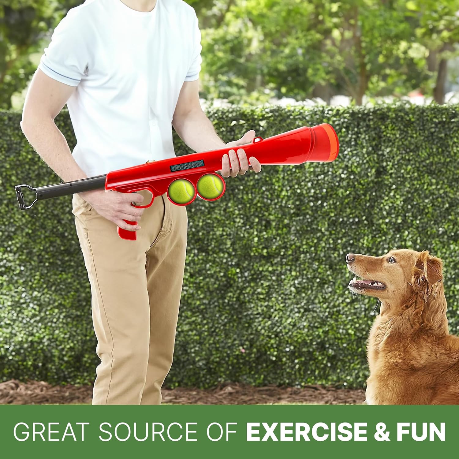 Tennis Ball Launcher for Dogs with 2 Balls and Shoulder Strap H4904