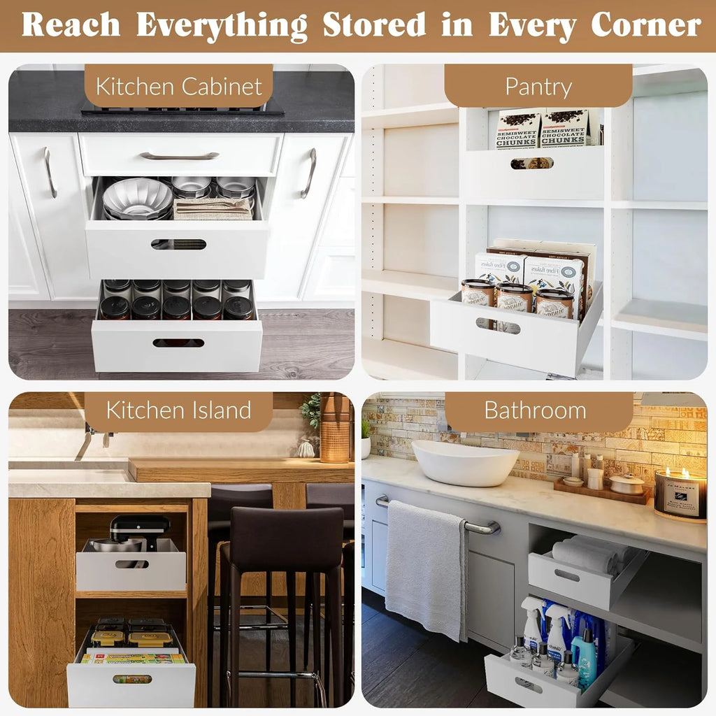 Pull Out Cabinet Organizer Adhesive, 10-Inch Wide Carbon Steel Roll-Out Drawers H859882