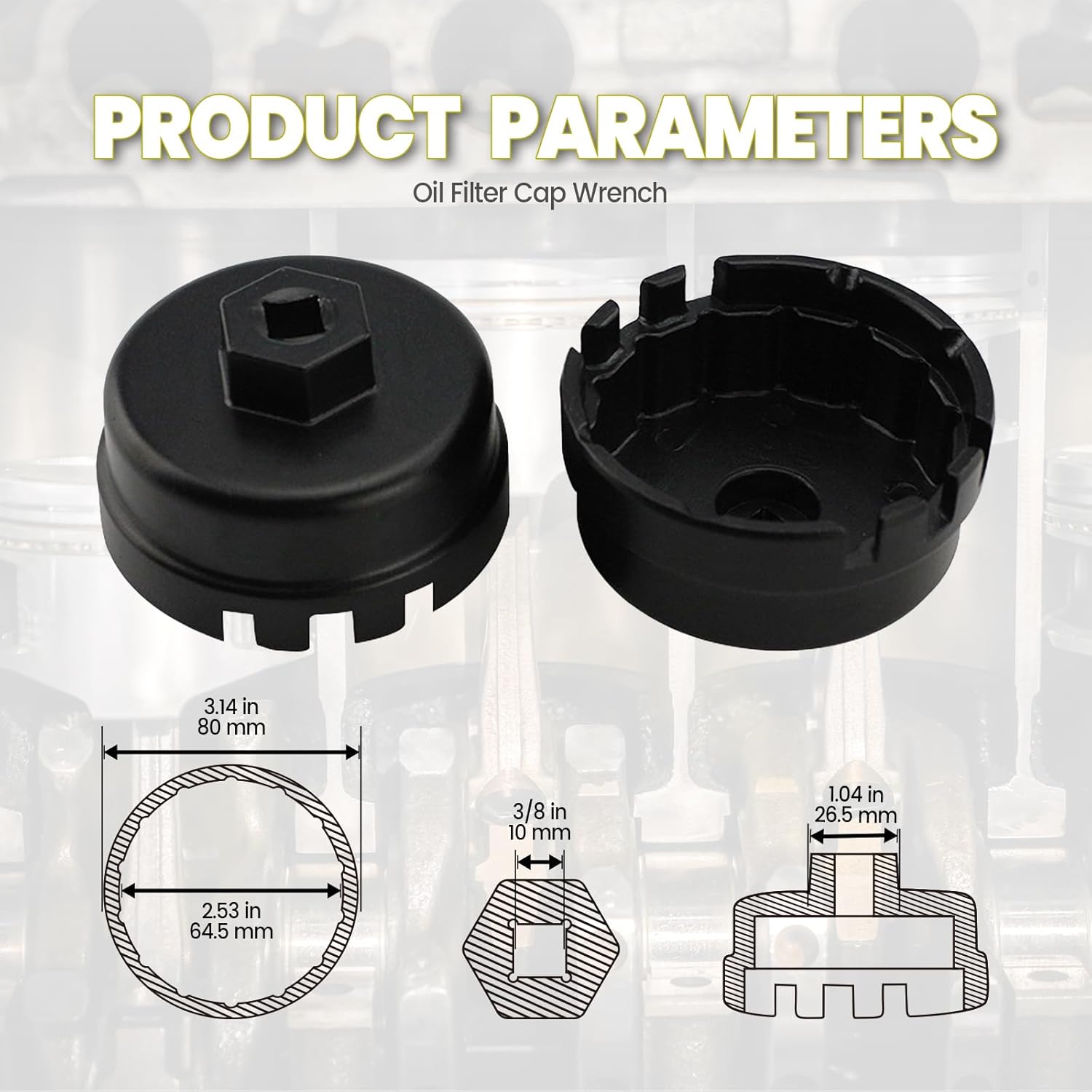 Oil Filter Cap Wrench Tool 64mm 14 Flute A508015