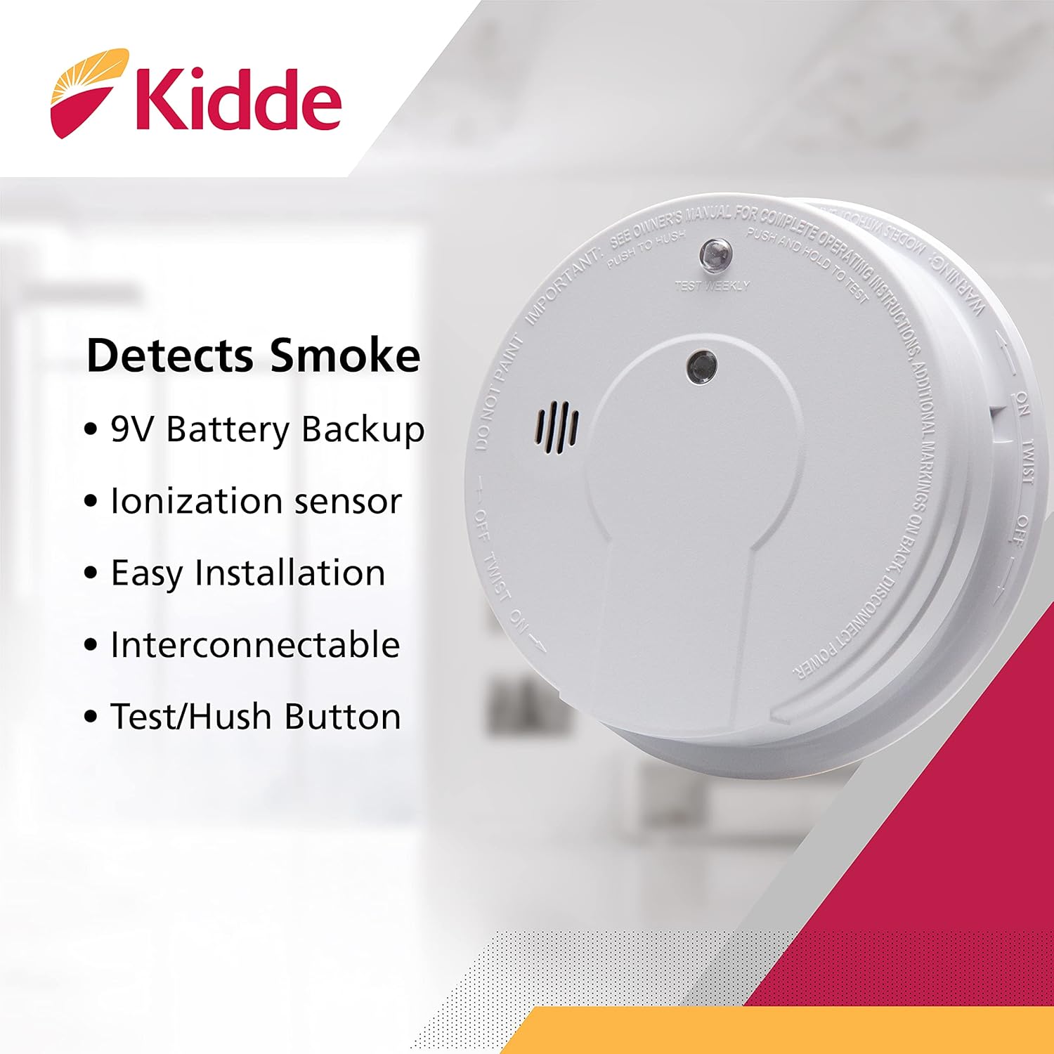 Fire Extinguisher and Smoke Detector Bundle with Dry Chemical Extinguisher and Battery Backup S3492