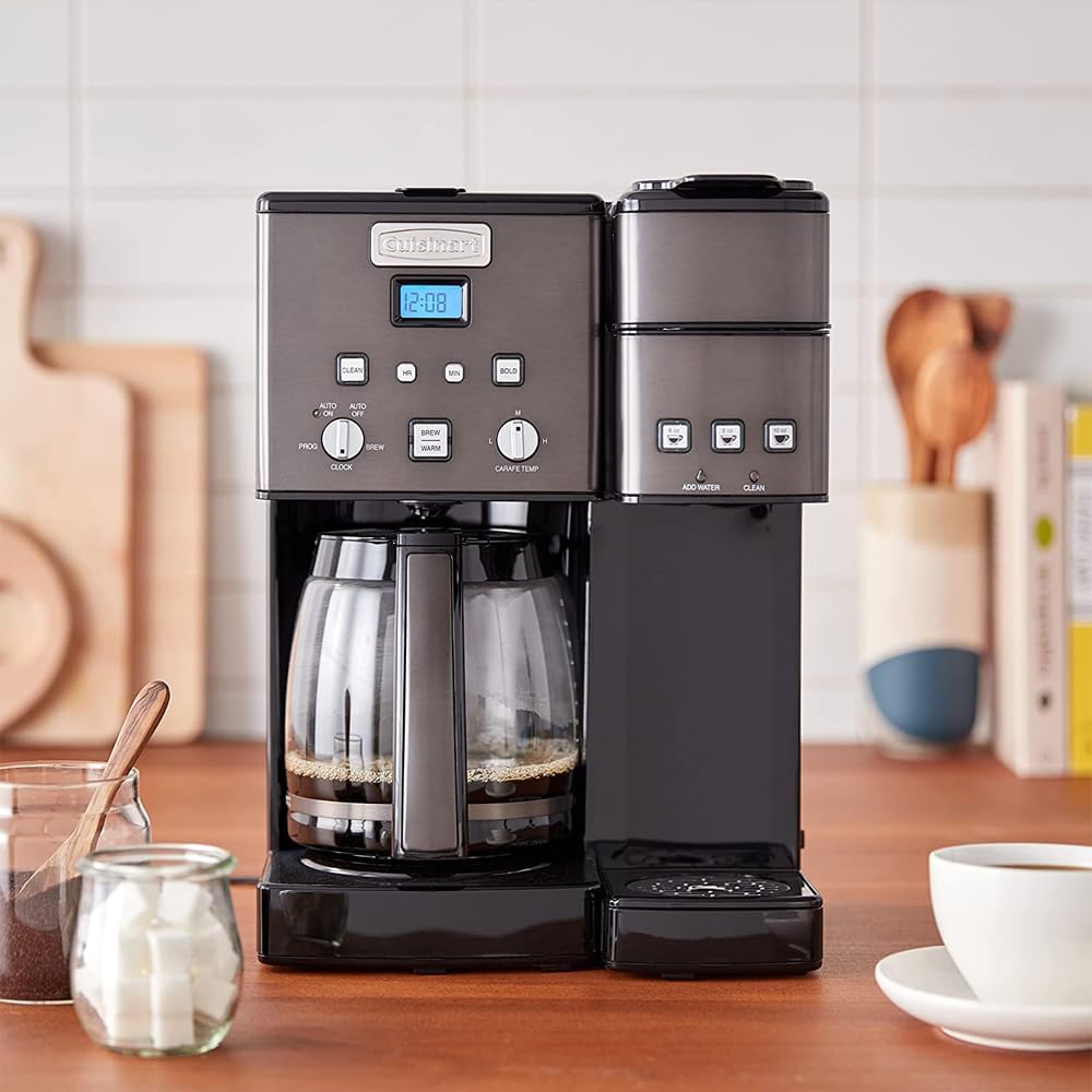 Coffee Maker 12 Cup with 3 Single-Size Brewers, Black/Stainless Steel J107119