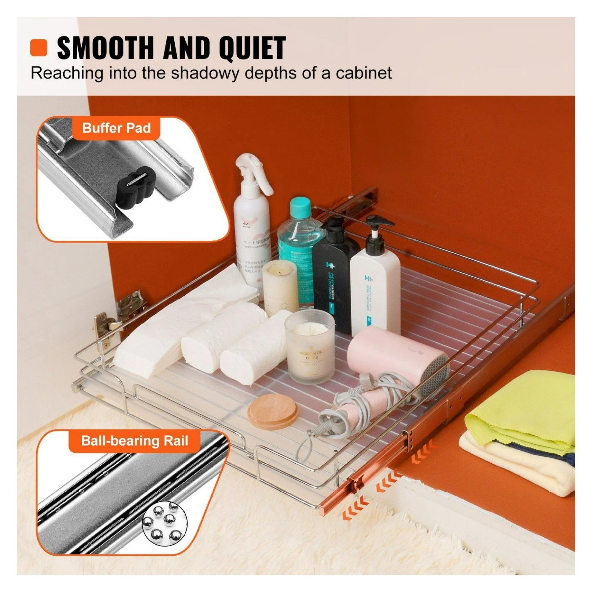 Chrome Steel Pull Out Cabinet Organizer, 20x21 Inch S3769